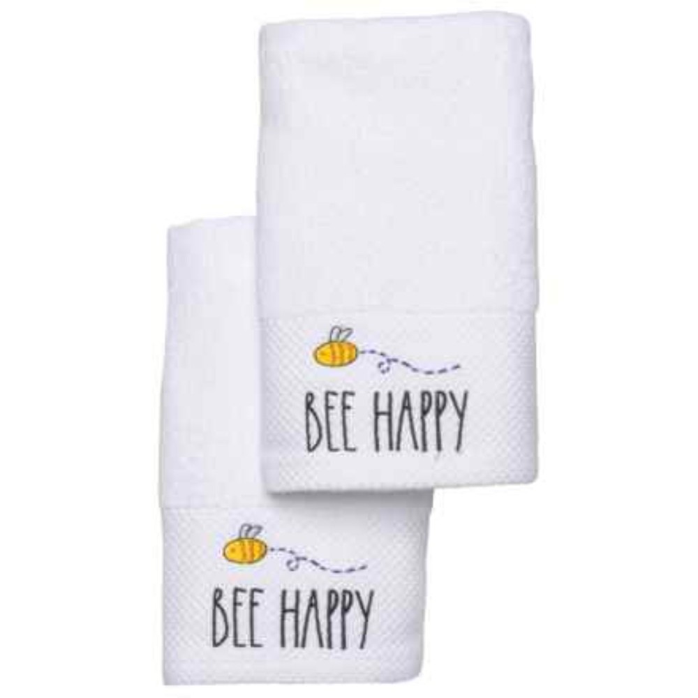 Rae Dunn Bee Happy hand towels -2 pc set  NWT